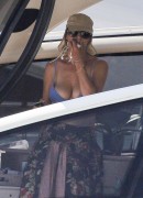 Uma Thurman - wearing a bikini top on a yacht in St Tropez 07/07/2013