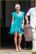 Eva Mendes - leggy, leaving her Hotel in NY (7-11-13)