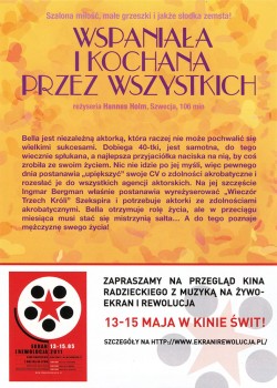 Tył ulotki filmu 'Wspaniała i Kochana Przez Wszystkich'